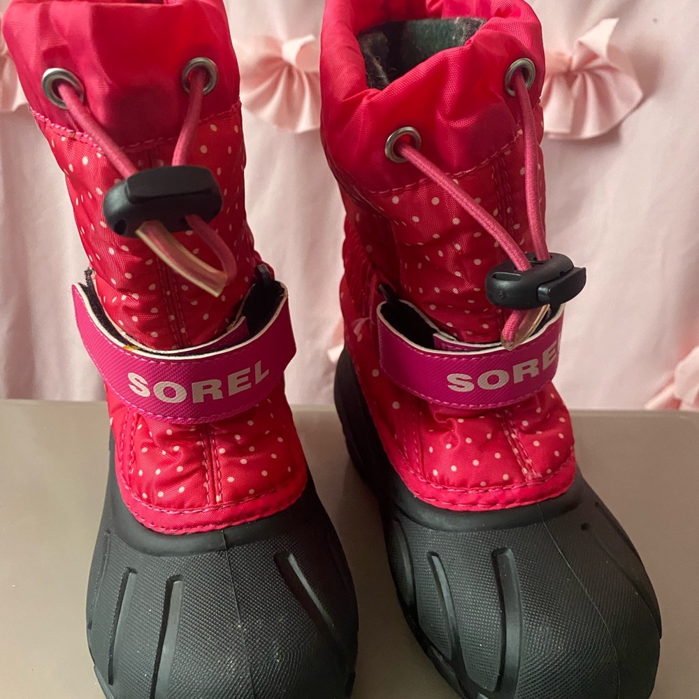 Sorel Kids Pink Red Polka Dot Snow Boots